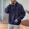 Весна и Осень Новый Свитер на Молнии Мужской Американский Ретро Свободный Повседневный Дизайн Нишевый Топ Однотонный Пуловер