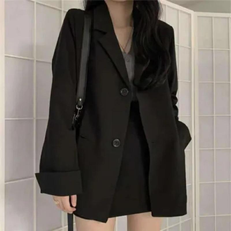 Women Loose Plus Size Korean College Style Casual Blazer Office Work Outerwear