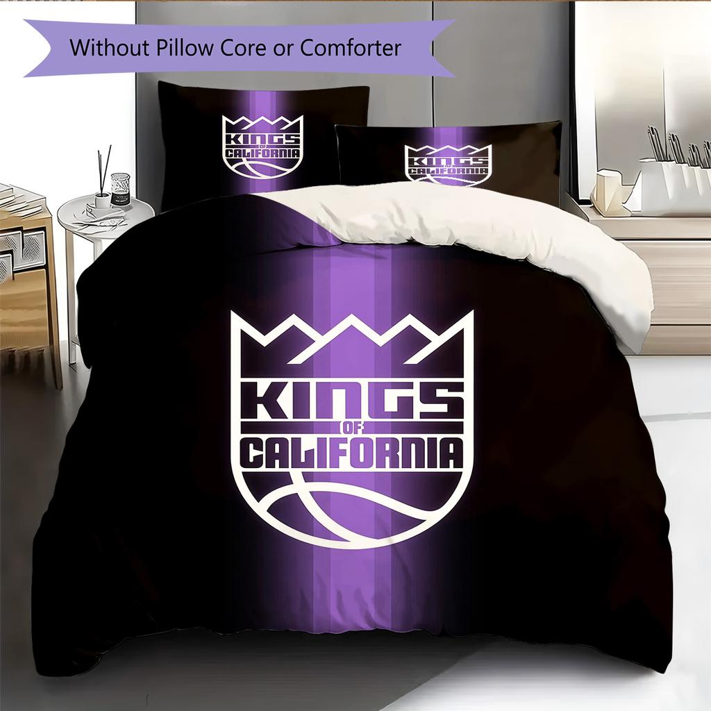 Sacramento Kings Pattern Bedding Quilt Set Home Decoration Gift (1 * duvet cover + 2 * pillowcase without core)