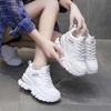 White PU Leather Chunky Sneakers Women Spring Autumn Platform Vulcanize Shoes Woman Thick Bottom Hidden Heels Sport Tenis Shoes