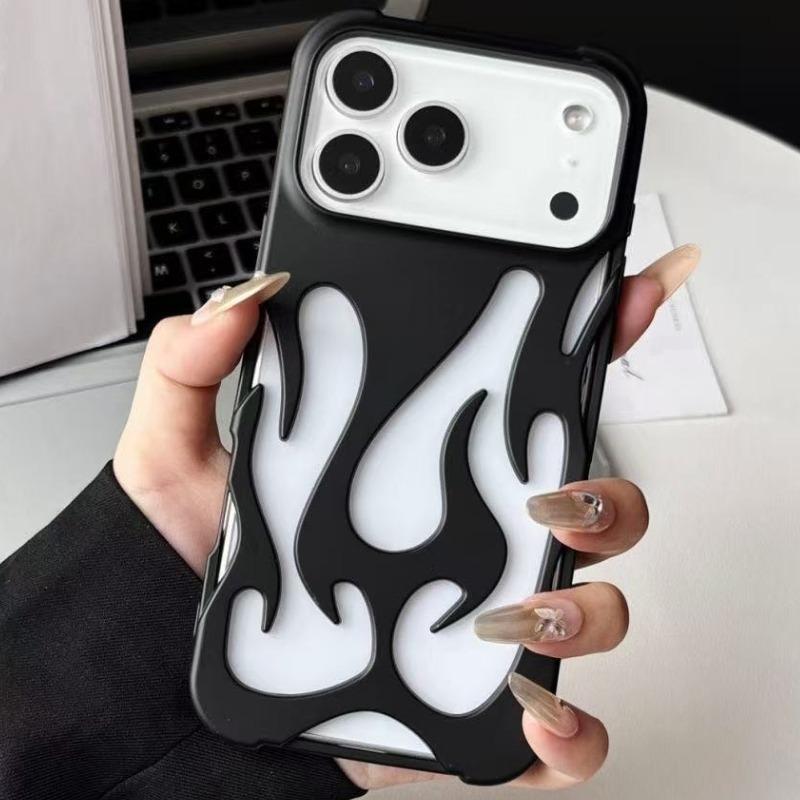 Новый полый тонкий чехол для телефона с 3D-узором пламени для iPhone 17 16 15 14 13 12 11 Pro Max 15 14 16 Plus 17 Air Ударопрочный чехол