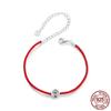 New Exquisite Moissanite Red Rope Lucky Bracelet New Year's Model 50 Points Moissanite S925 Silver Bracelet
