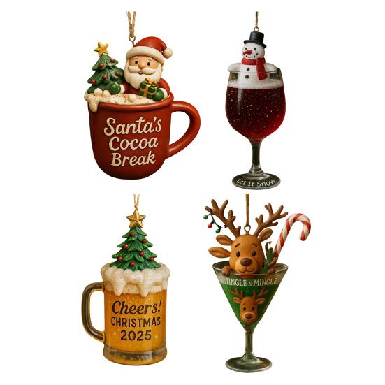 Christmas Ornament Drink Cup Hanging Charm Personalized Holiday Lanyard Decorations for