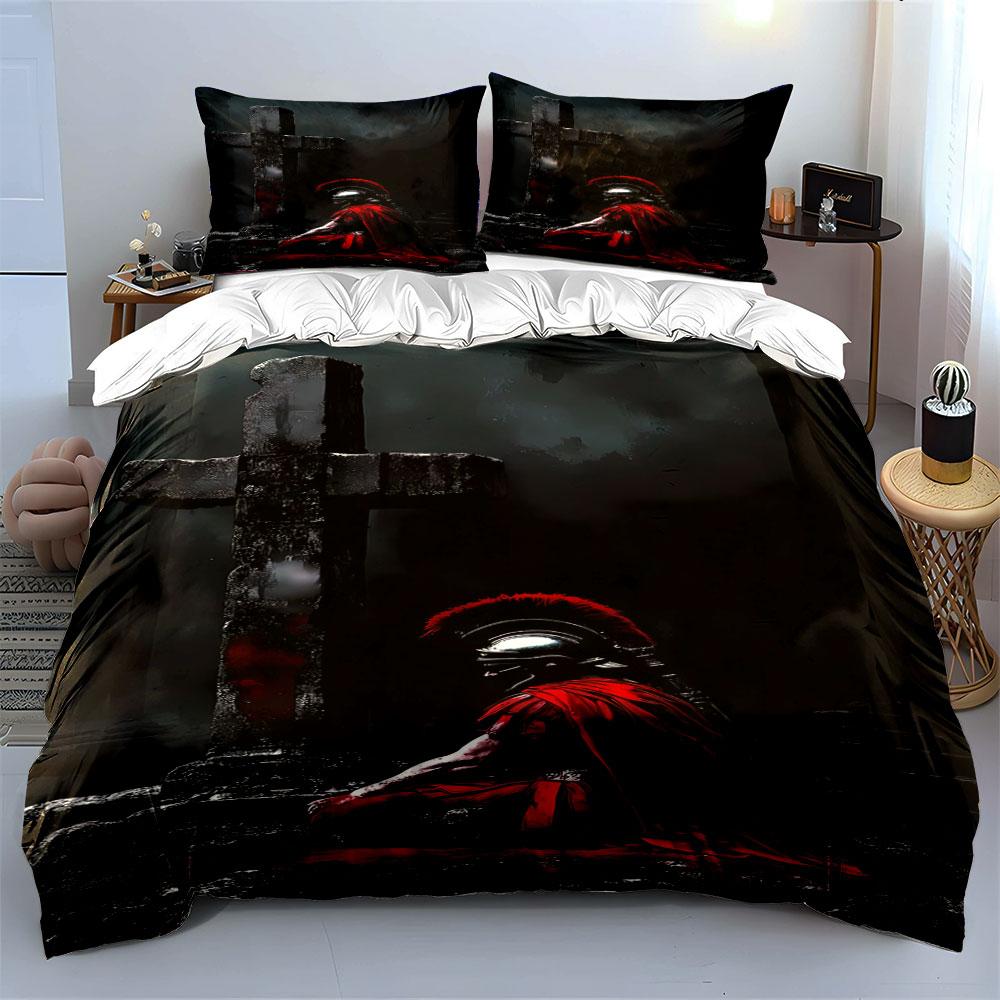 Roman helmet and cross. Bedding sets Duvet cover sets Duvet covers Pillowcases(1*Duvet Cover 2*Pillowcases without duvet insert)