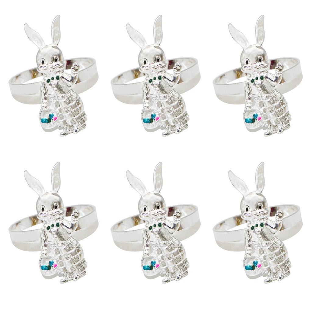 Set Of 6 Lovely Rabbit Napkin Rings Buckles Distinctive Easter Rabbit Napkin Rings For Stylish Table Decorations