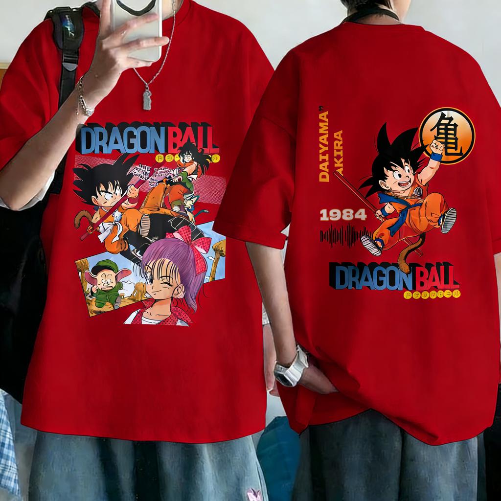 Plus Size Dragon Ball Anime Printed Men and Women Tshirt Casual Parent Child Tops Harajuku Style Summer Y2K Street Fashion