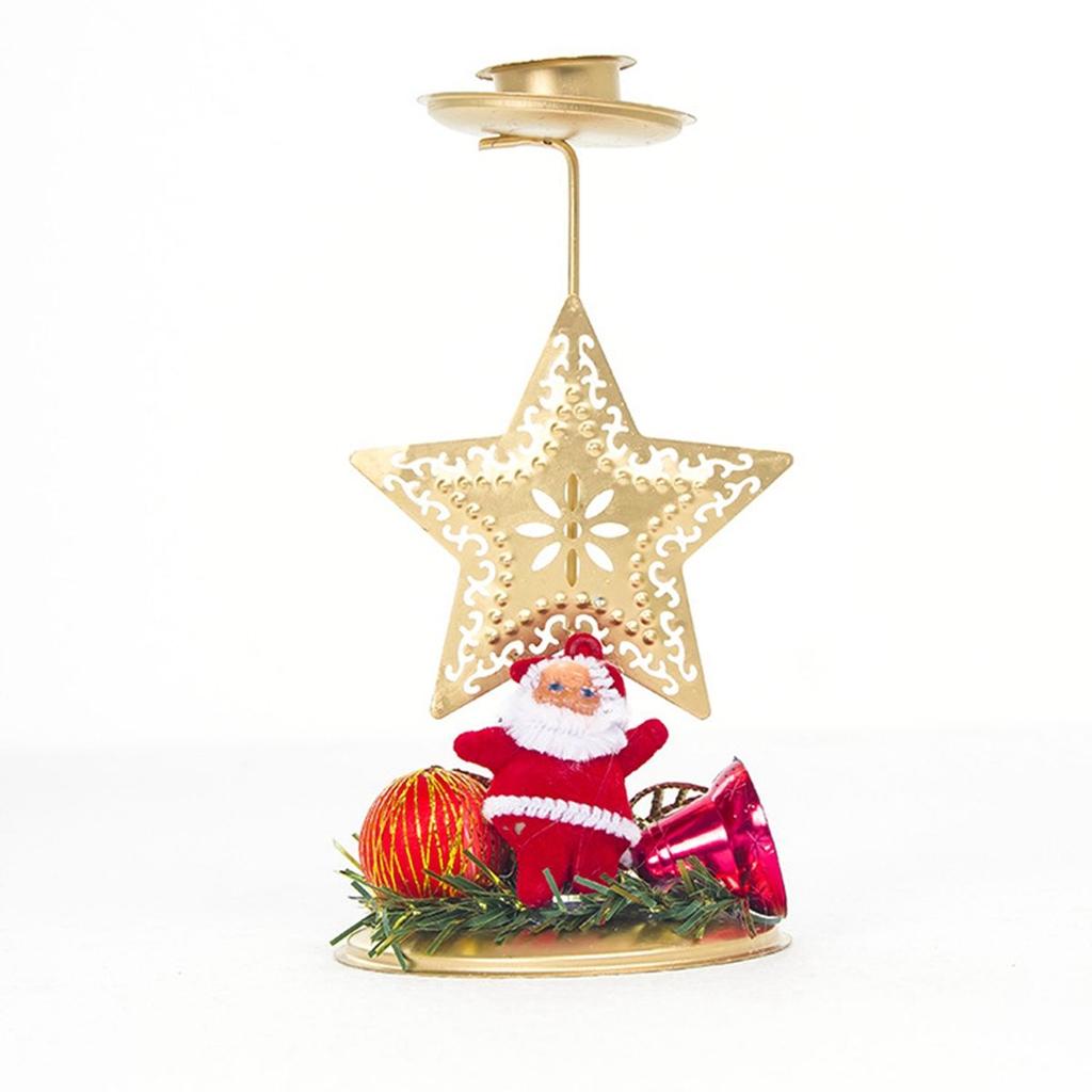 Metal Snowflake Santa Claus Candlestick Stand Candle Holder Christmas Ornament Candle Pillar