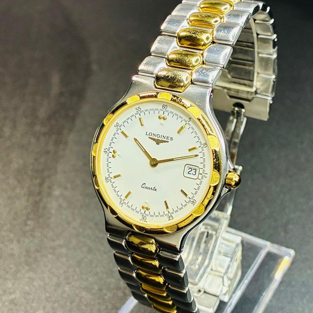 Б/у [Движущийся оригинальный товар] Часы Longines золотое сочетание Conquest QZ мужские