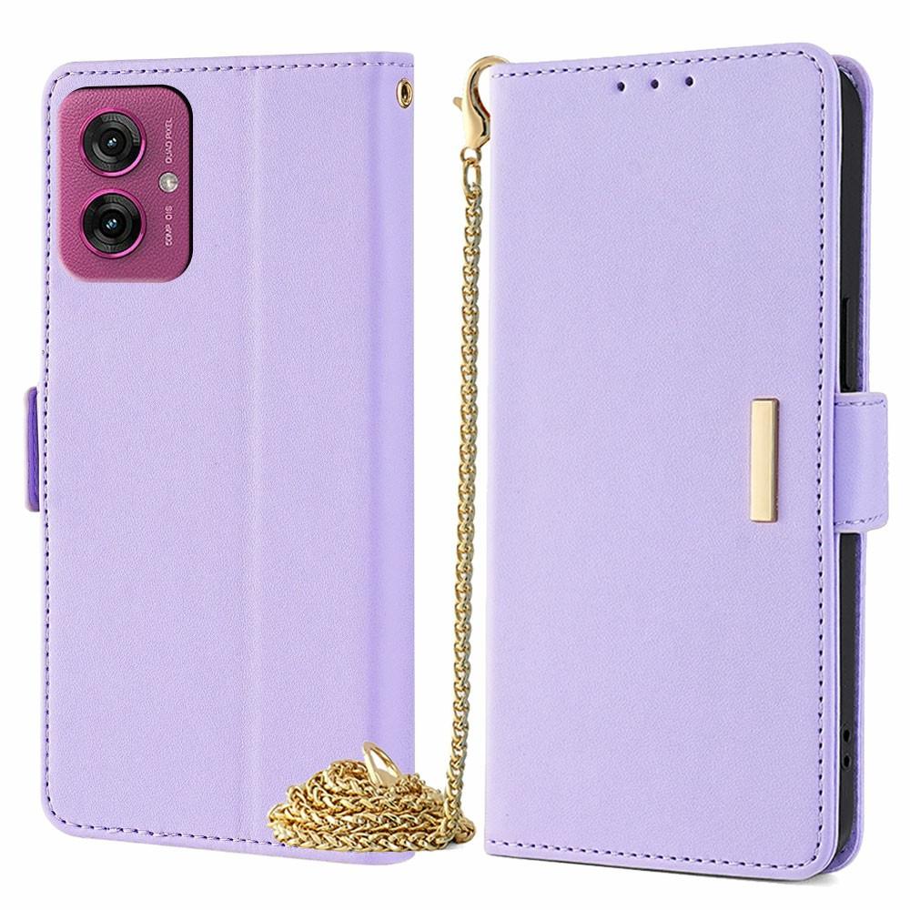 For Motorola Moto G55 5G Case PU Leather Wallet Stand Phone Cover with Crossbody Shoulder Strap
