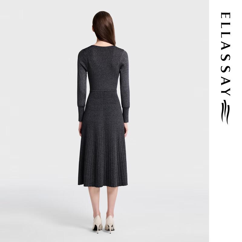ELLASSAY 2026 Early Spring V-Neck Pleated Midi Dress