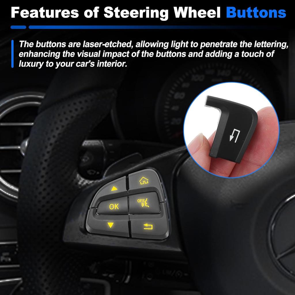 Steering Wheel Buttons for Mercedes-Benz C250 C300 C350 C-Class (W205) 2016-2018 for Mercedes-Benz GLC Class Steering Wheel Button Cover Replaces