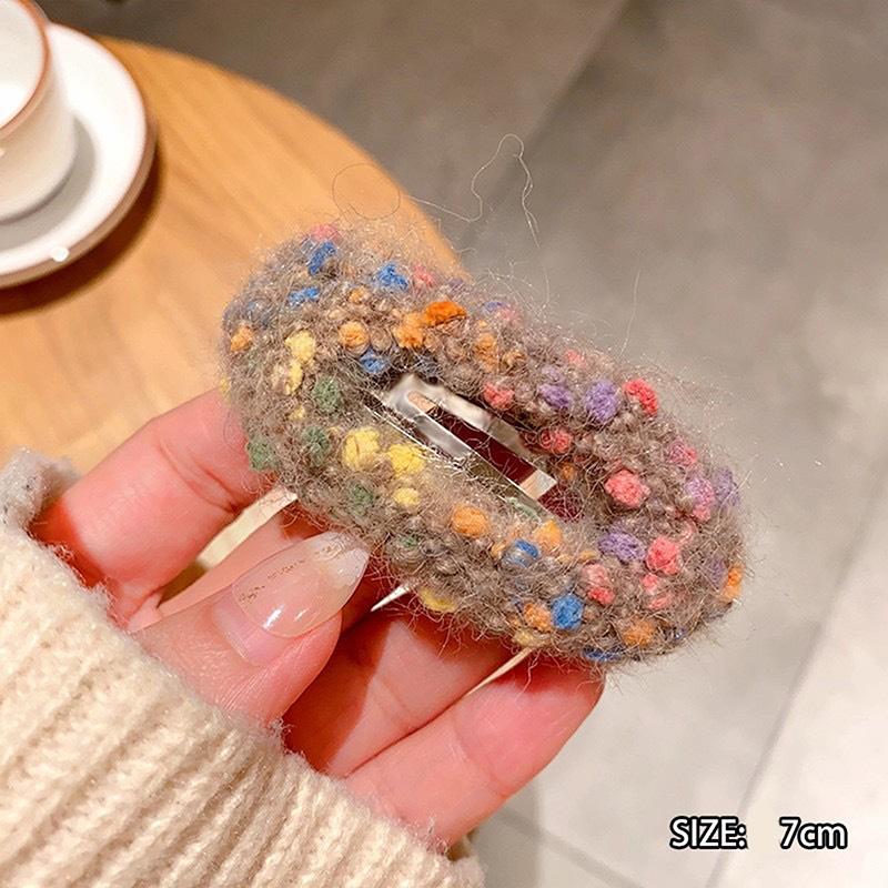 Корейская красочная плюшевая заколка для волос для женщин Ins Winter Temperamenta Duckbill Clips Hairpin Sweet Girl Hair Accessories