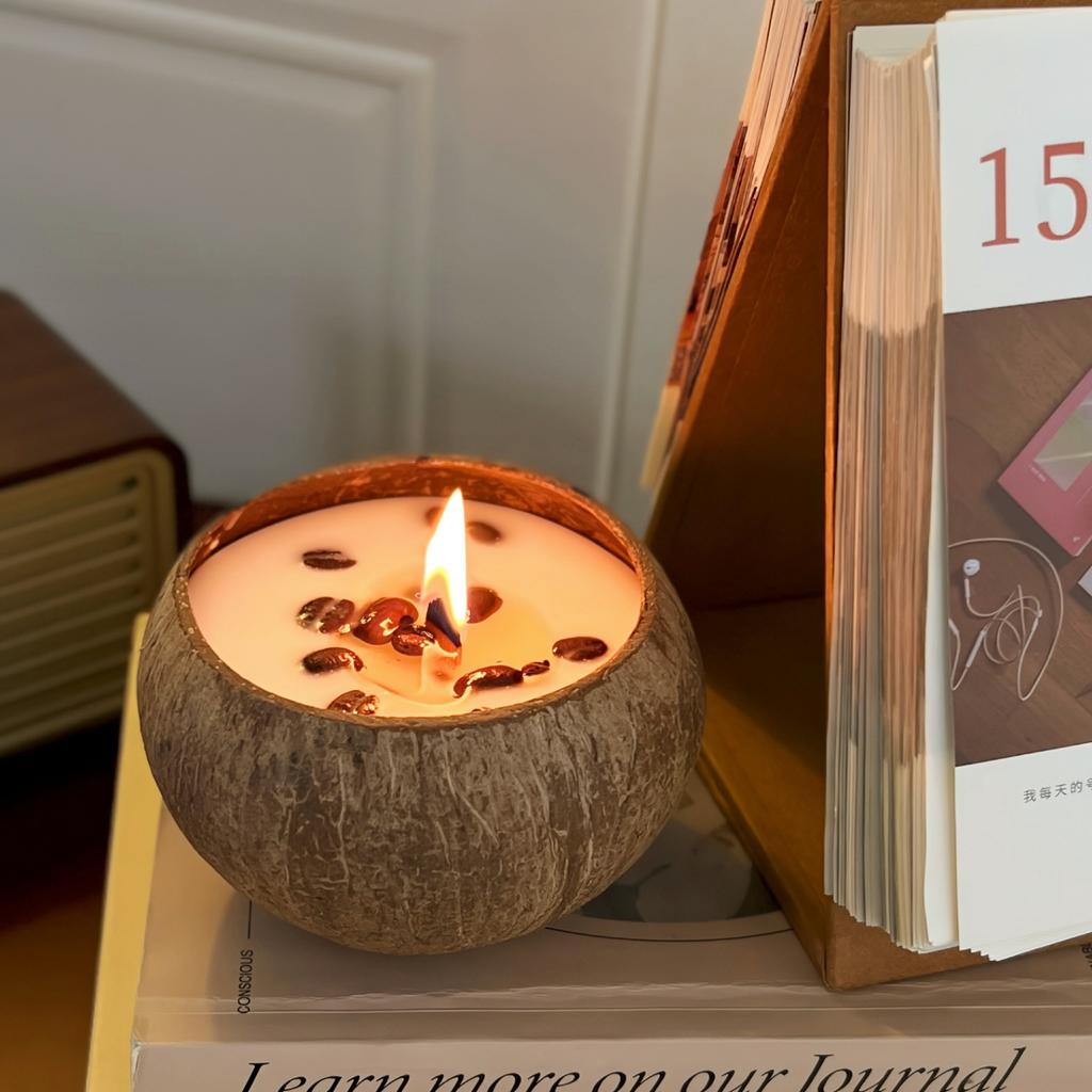 Ароматерапевтические свечи Натуральная кокосовая скорлупа Кофейные зерна Ароматерапевтические свечи для спальни Подарок на день рождения для девочек Сувенир Подарочная коробка