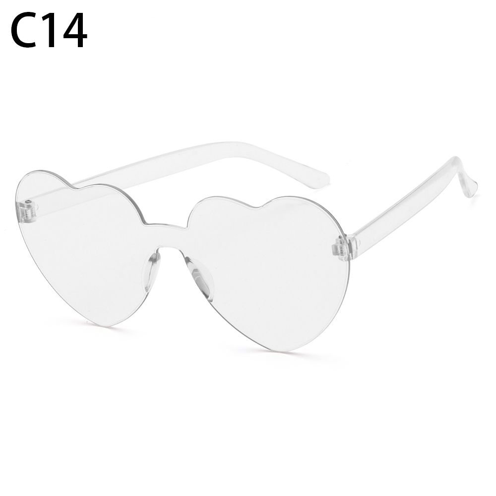 Accessories Trendy Candy Color Eyewear Heart Sunglasses Rimless Sunglasses for Women Heart Glasses
