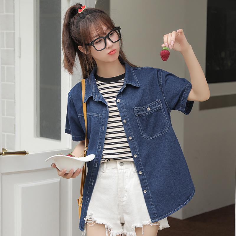 Women's Short Sleeve Thin Denim Shirt - Spring/Summer 2026 New Arrival, Layering Top with Niche Design.