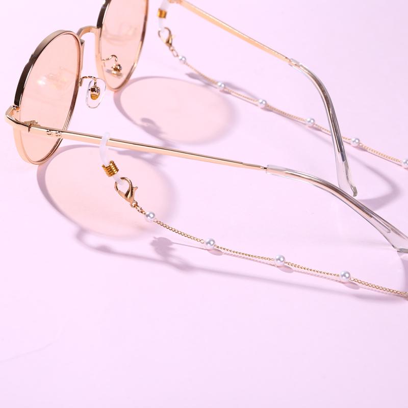 Простая женская цепочка для солнцезащитных очков с жемчугом, висящая на шее, противоскользящее ожерелье для очков