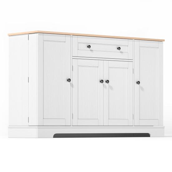 Hutch Cabinet Patchwork Color Large Sideboard with 4 Doors And 1 Drawer Kitchen Buffet Modern for Dining Room Living Pantry