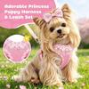 Ruffle Plaid Dog Harness with Leash Set, Breathable No Pull Vest for Small Dogs, Adjustable Escape Proof Pet Harness