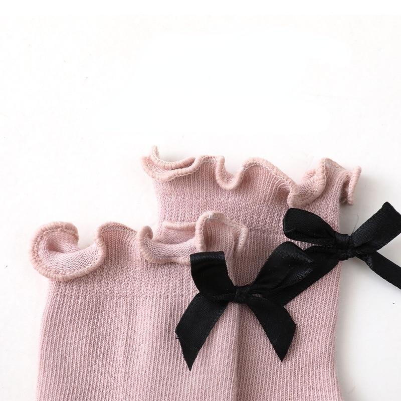 0-8Years Baby Socks for Autumn/winter New Bow-knot Baby Girl Socks Korean Style Cute Solid Color Soft Cotton Newborn Socks