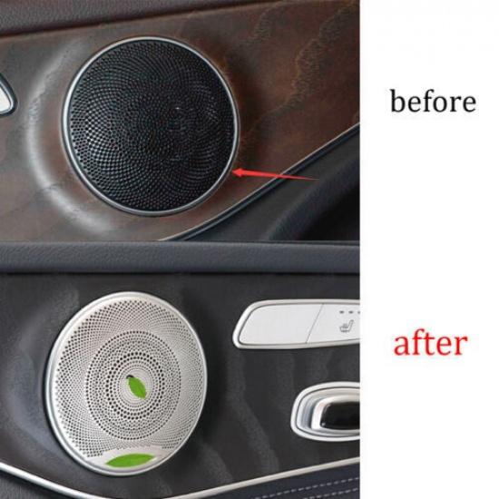 2016-2021 Cover Trim Inner Door Speaker Frame Fit For Benz GLC X253 Silver Steel