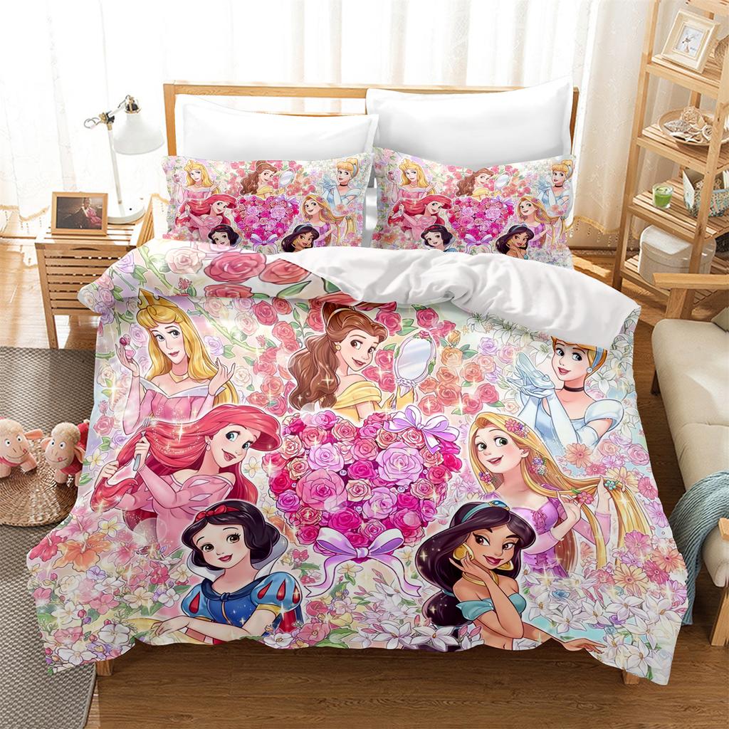Princess Cinderella Cartoon Quilt Cover Duvet Breathable 3D Cute Printed Bedroom Comforter Warmth Polyester Bedding