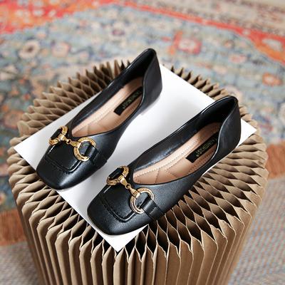 Французские маленькие кожаные туфли женские весенние новые туфли без застежек на плоской подошве маленькие кожаные туфли мамочки туфли из мягкой кожи женские