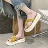 Cross-strap Slim Sandals 2025 New Summer Leisure Seaside Vacation One-word Thick-soled Slippers