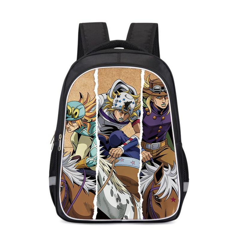 JoJos Bizarre Adventure Kids School Backpack Cartoon Anime Bag Boys Girls 3-4 Grade Lightweight Ergonomic Oxford Fabric