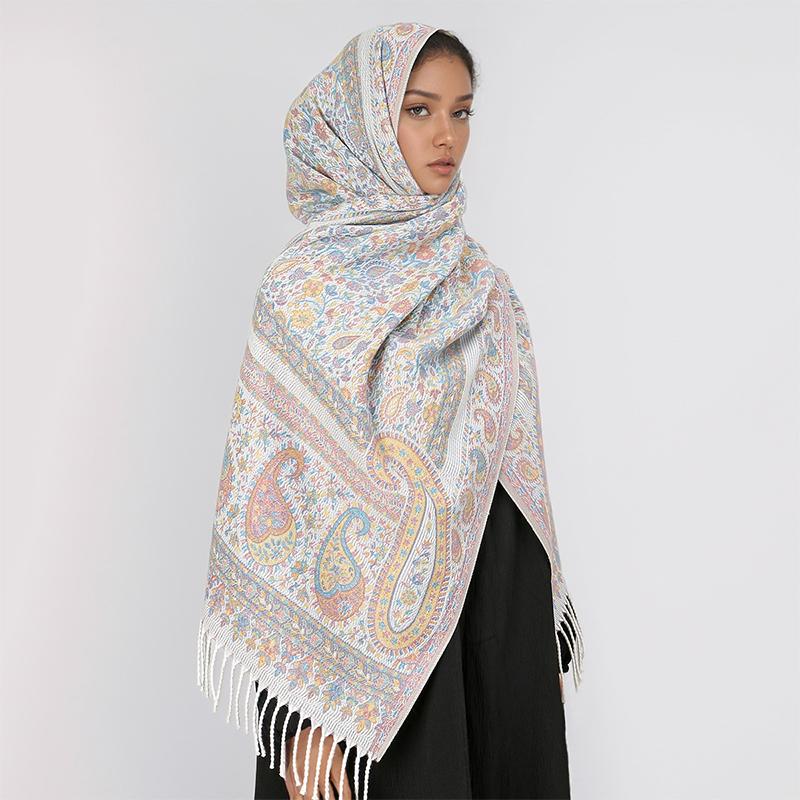 New Shawl Warm Winter Scarf Hijab Women Print Paisley Cashmere Pashmina Thick Wrap Head Neck Foulard Luxury Blanket Echarpe