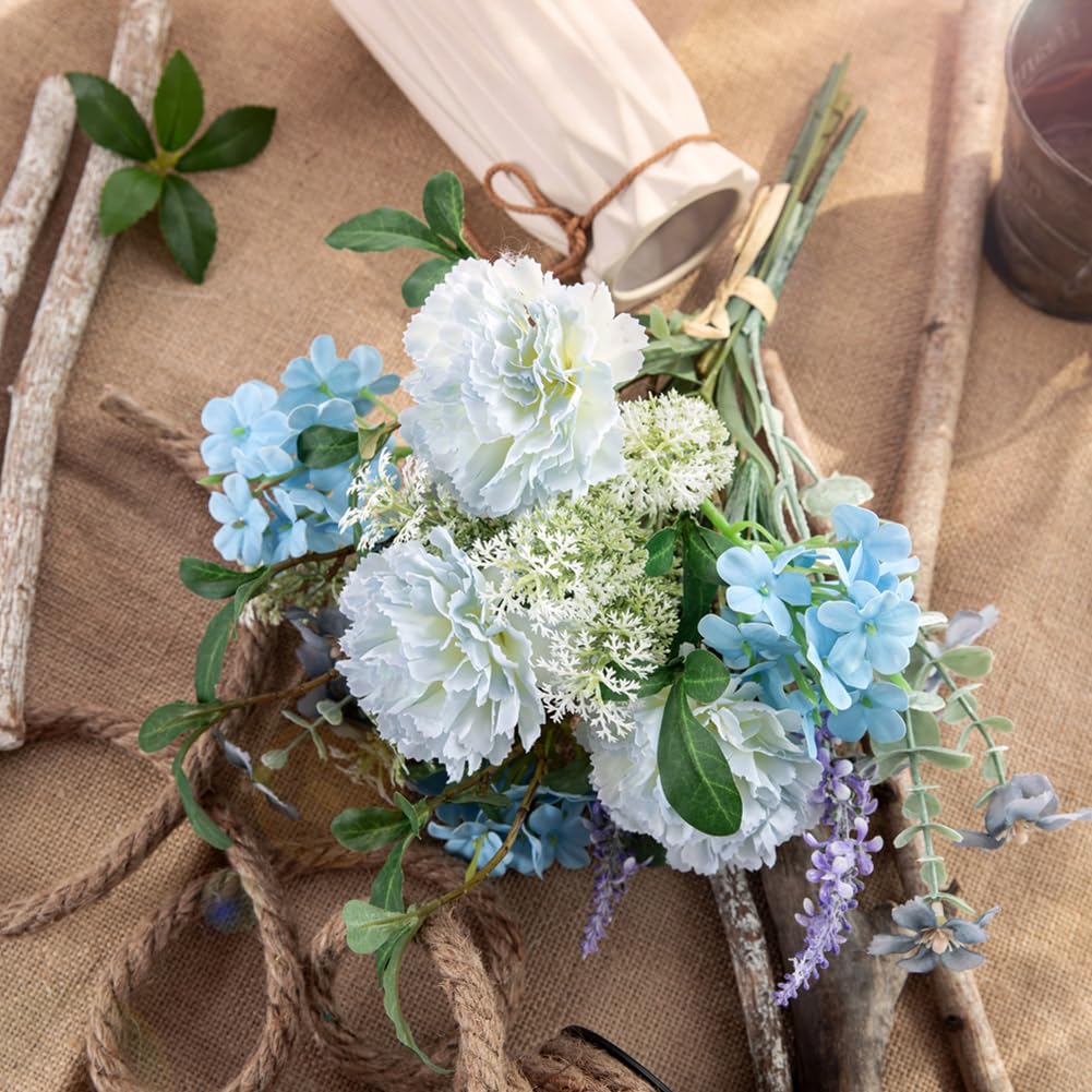WillingYou Artificial Flowers Room Interior Bouquet Dried Flower Style Wedding Party After Party Photo Shoot Day Gift Natural Feeling Large Blue White