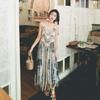 Bohemian Style Knit Gown Solid Color Tassel Vest Elegant Beach Dress  Summer