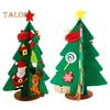 Felt Christmas Tree Mini Xmas Desktop Figurine DIY Tree Set with Santa Snowflake Cane Accessories for Toddlers