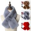 Thicken Faux Rabbit Fur Plush Winter Warm Solid Color Neckerchief Wrap Neck Warmer Cross Scarf