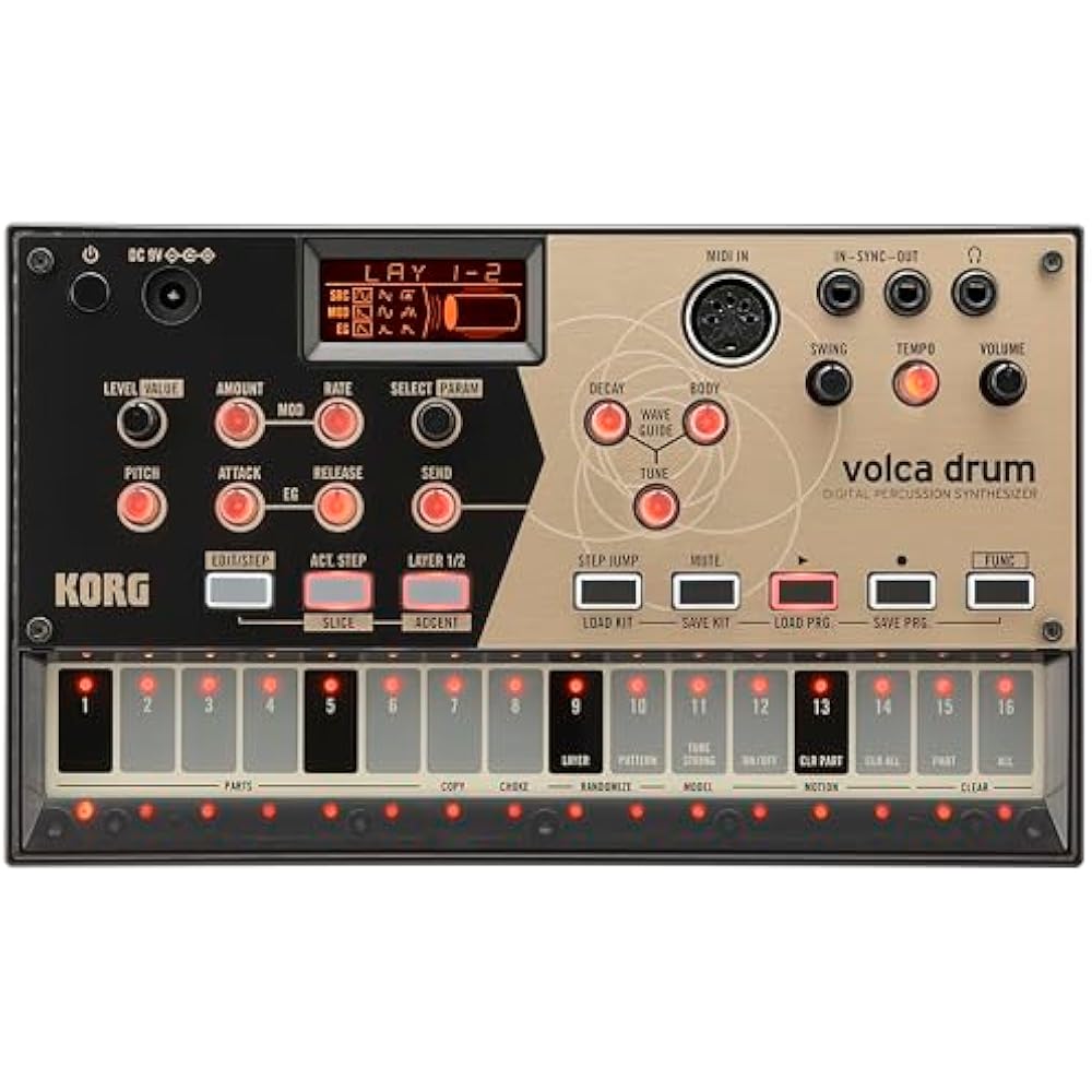 KORG (KORG) digital percussion synthesizer volca drum rhythm machine with built-in speakers, head...