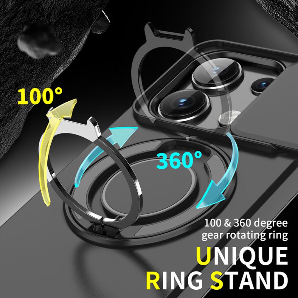 Magnetic Fold Stand Ring Bracket Phone Case For Xiaomi Redmi Note 14 13 Pro Plus 5G 4G 14S Slide Camera Cover Dual Layer Bumper
