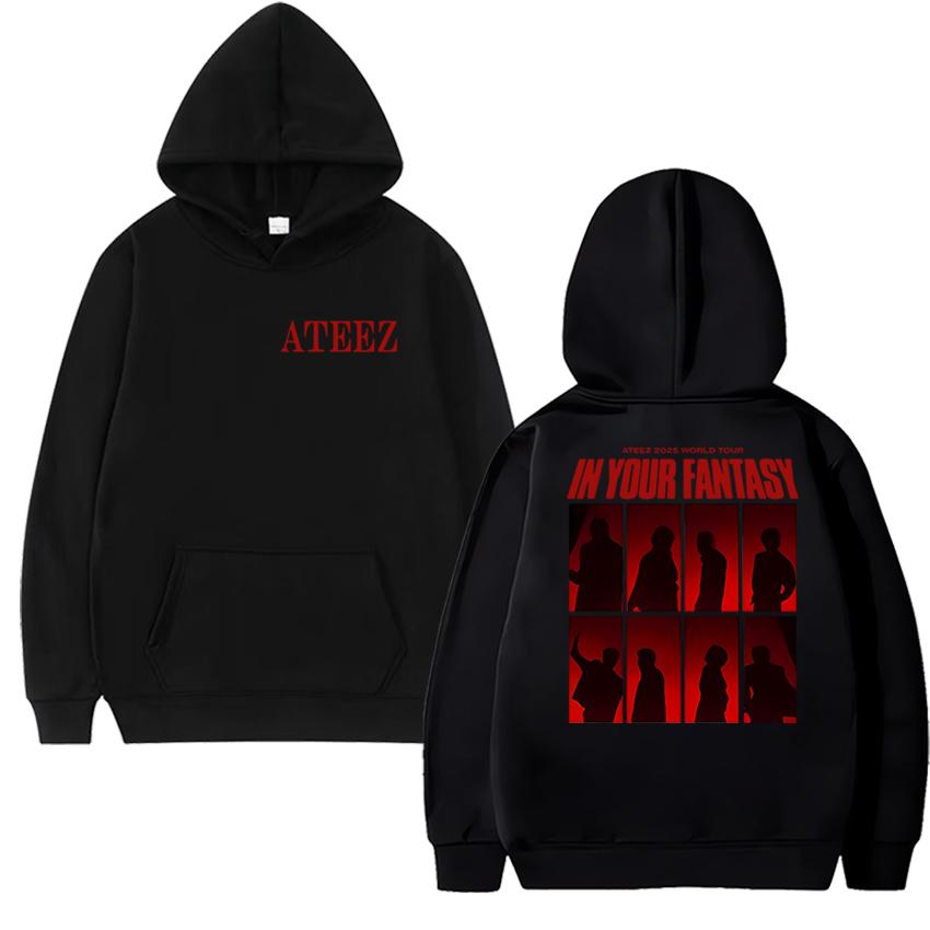 Korea ATEEZ World Tour 2025 Double Sided printed New Hoodie Men women fashion Y2k Sweatshirt Unisex Fleece Long sleeve pullovers