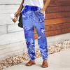 Women Retro Printing Pants Lace Up Elastic Waist Loose  Trousers Casual Long Pants Trousers with Pockets