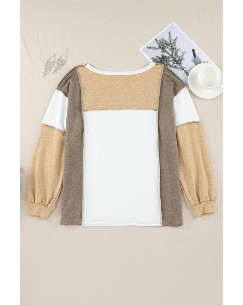 Azura Exchange Exposed Seam Color Block Patchwork Top