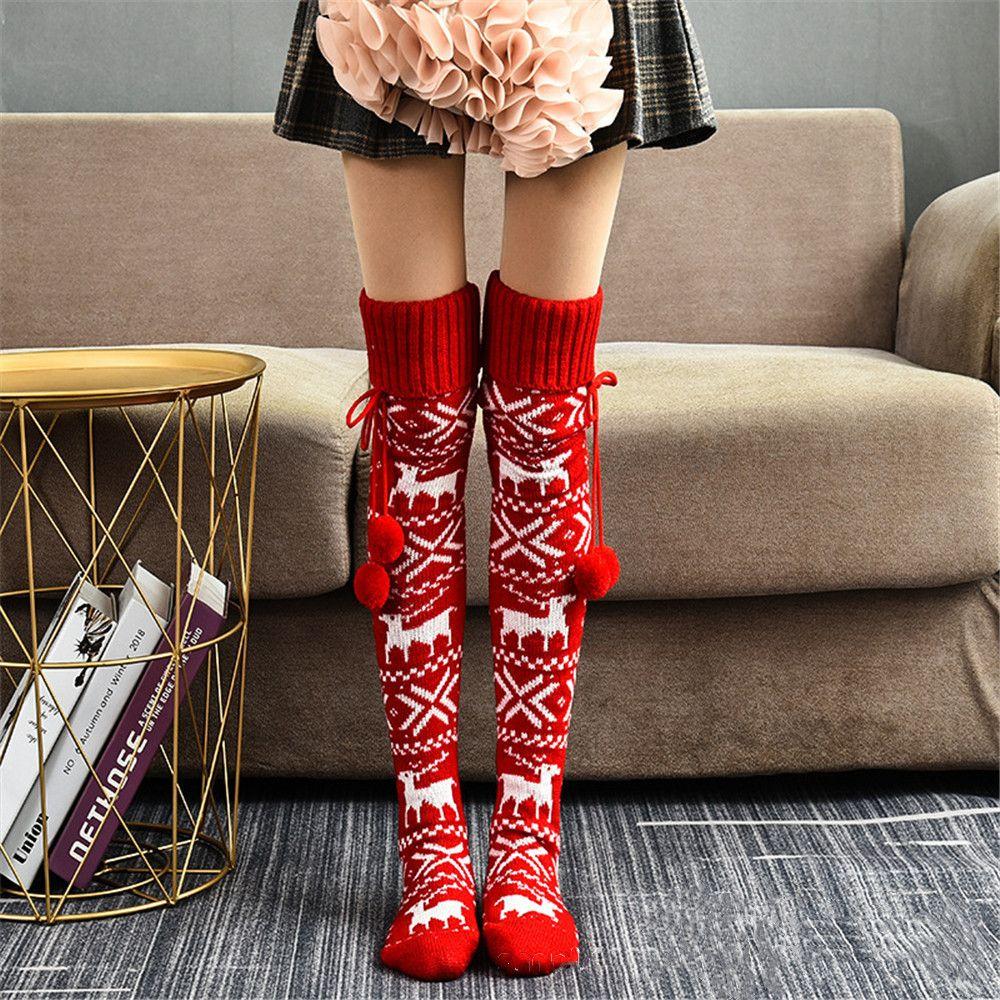 Thigh Winter Ladies Girls Warm Knit Socks Christmas Stockings Women's Socks Over The Knee Socks