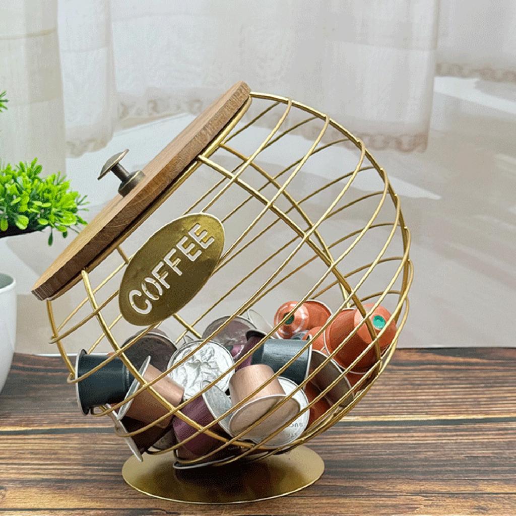 Корзина для хранения фруктов Iron Art, большая емкость, органайзер для кофейных капсул, диспенсер для капсул эспрессо для кухонной столешницы