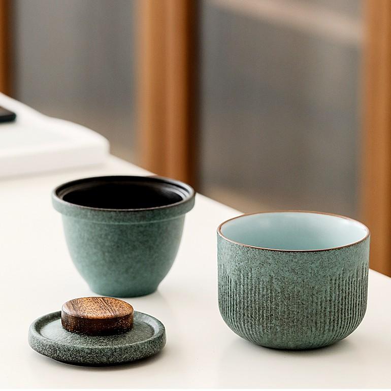 Набор для чая Кунг-фу Портативный Один чайник Две чашки Керамическая Быстрая чайная чашка