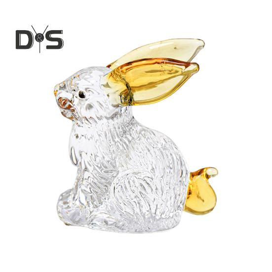 Искусственная хрустальная фигурка кролика, прозрачная коллекционная статуэтка кролика, стеклянное художественное украшение в виде животного, скульптура кролика для домашнего офиса, стола, автомобиля