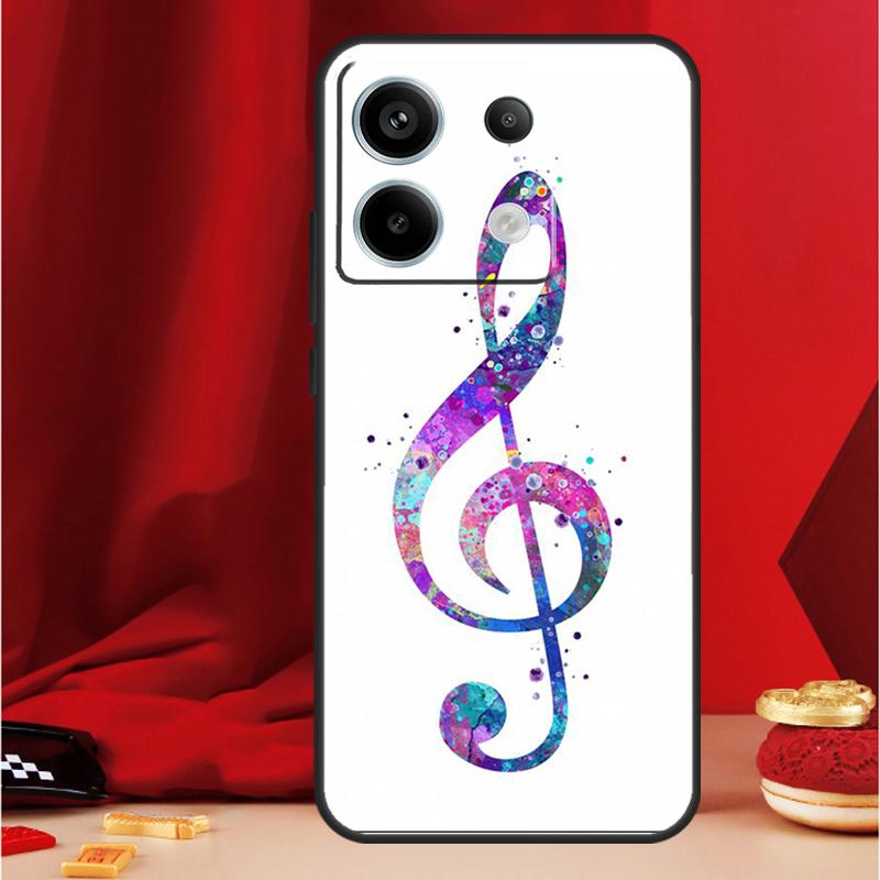 Чехол-пенал с нотным знаком скрипичного ключа для Xiaomi Redmi Note 13 Pro 12 11 9 10 Pro 12S 11S 10S 9S Redmi 12 10C 12C 13C