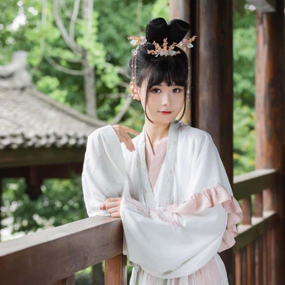 Головной убор Цветочная кисточка Шпилька для волос Жемчужина Заколка для волос в китайском стиле Ретро-ханьфу Набор для вечеринки