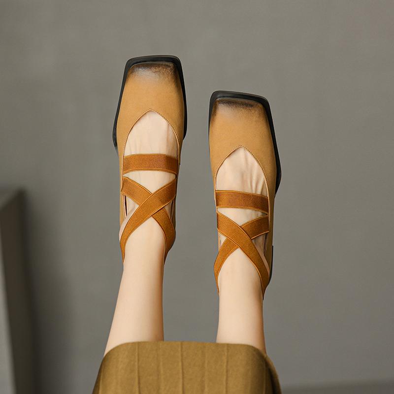 Французские нишевые туфли Мэри Джейн в стиле ретро, ​​женские новые летние кожаные туфли на толстом каблуке с неглубоким носком Ins Tide Single Shoes