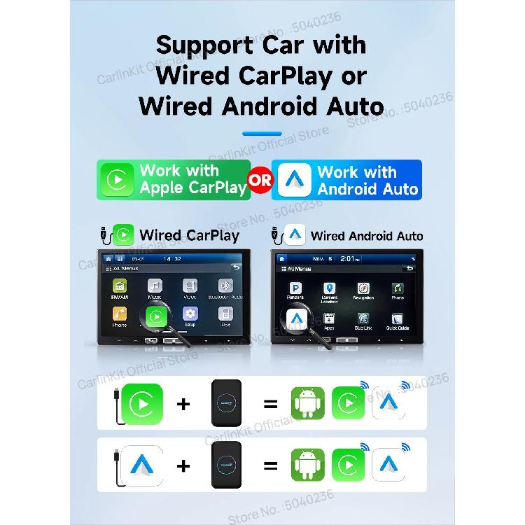 CarlinKit CarPlay Android TV Box Lite Wired to Wireless Car Play Android Auto Adapter with HDMI Video Streaming Box for OEM Car
