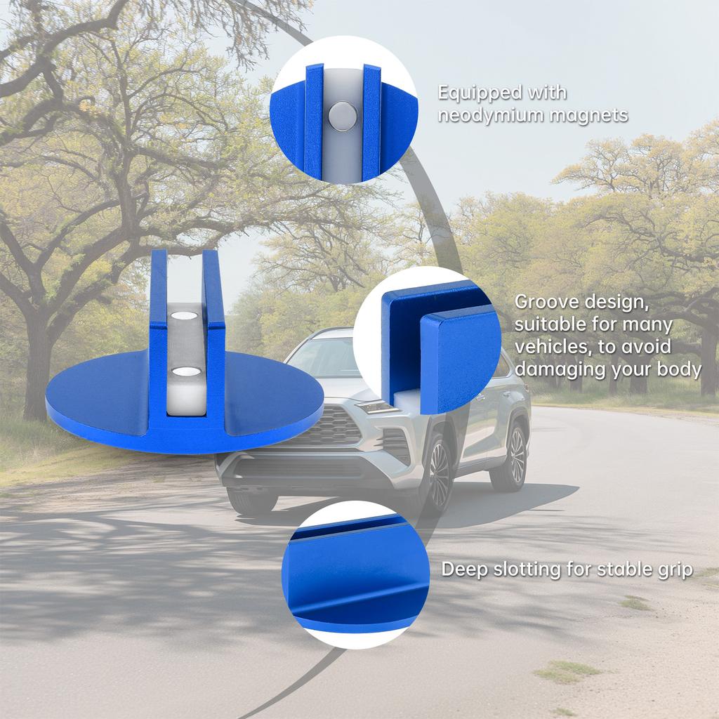 2pcs Universal Aluminum Groove Magnetic Jack Adapter Large Groove Blue Pinch Weld Frame Track Pads