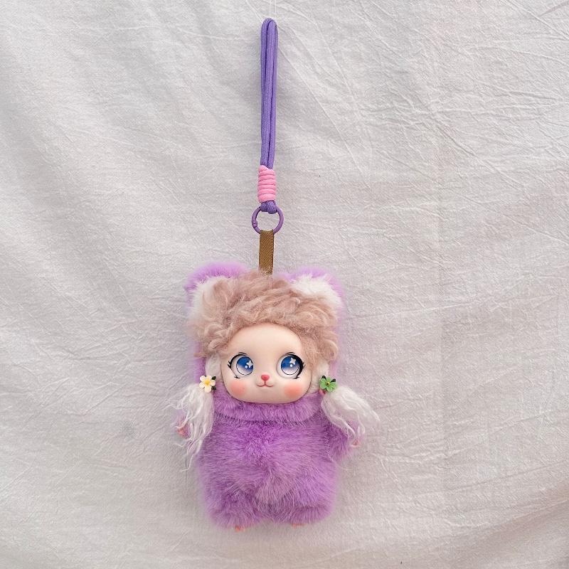 Cute Cartoon Fluffy Curly Hair Vinyl Face Plush Doll Pendant Backpack Hangings Decoration Gifts