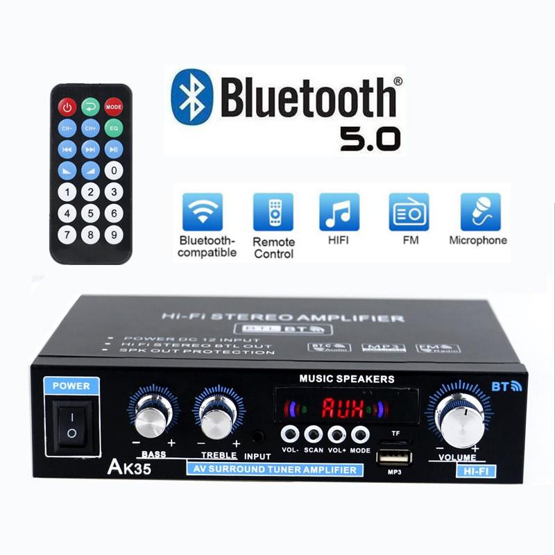 AK35 800 Вт усилители мощности 2 канала Bluetooth 5.0 объемный звук FM USB пульт дистанционного управления мини HIFI цифровой усилитель стерео