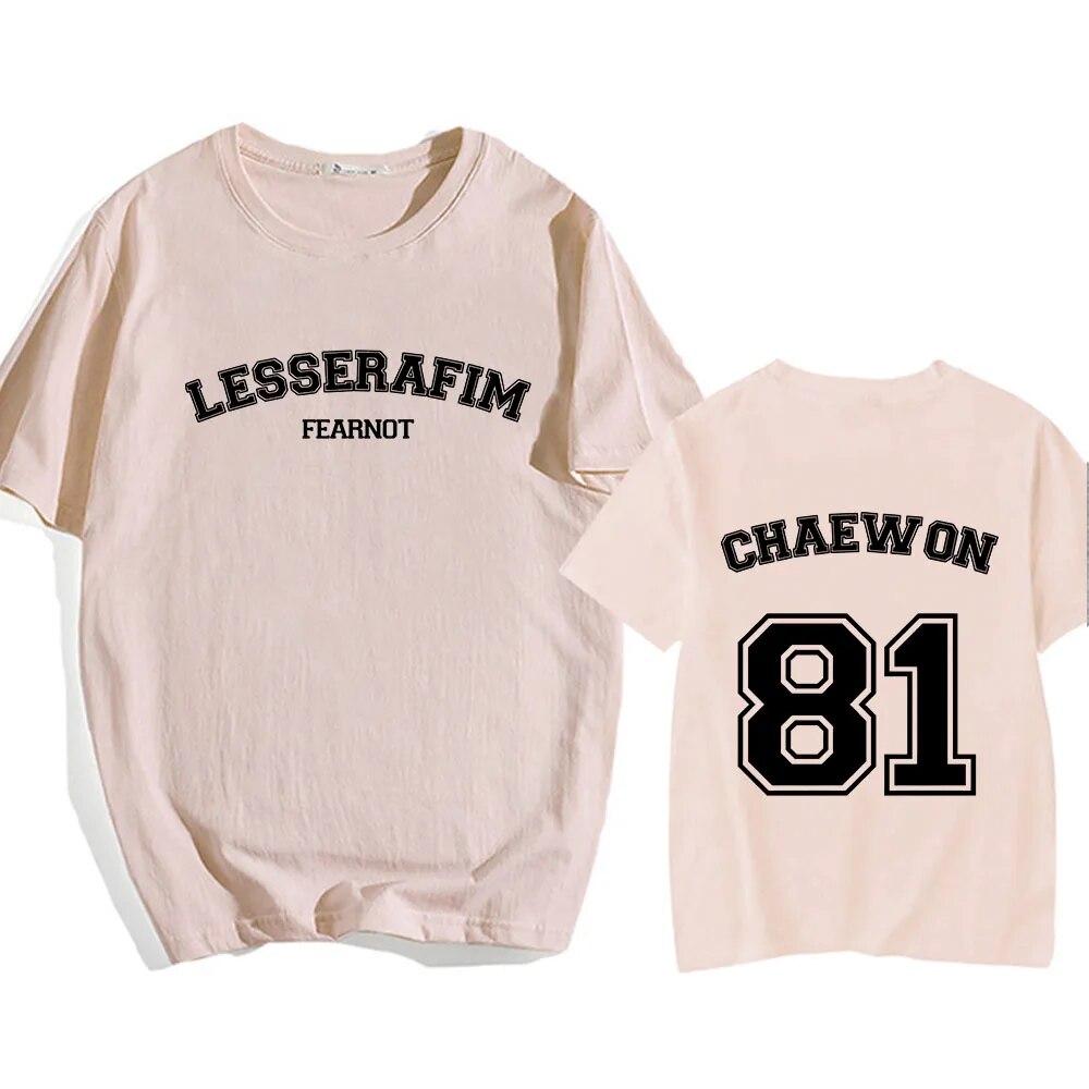 LE SSERAFIM Chae-Won 81 T-shirt Kpop Band Korean Fashion Tee-shirt Short Sleeve Cotton Unisex Women Tshirts Summer Streetwear Tees